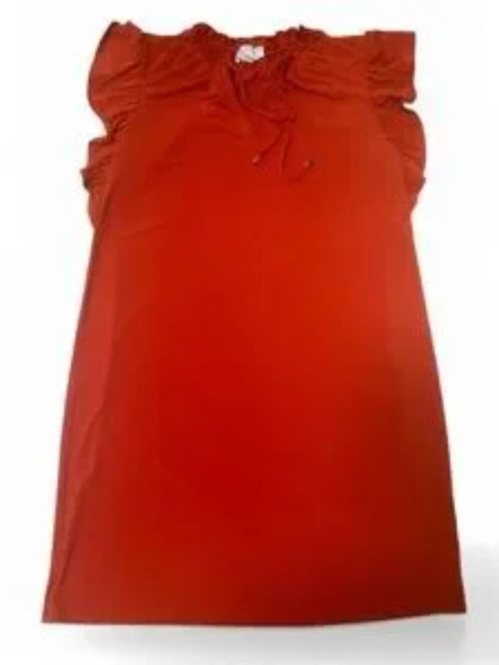 Orange Ruffle-Trim Shift Dress